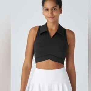 Halara Brand NWOT Size Medium Black SoftlyZero™ QuickDry Polo Collar V Neck Top